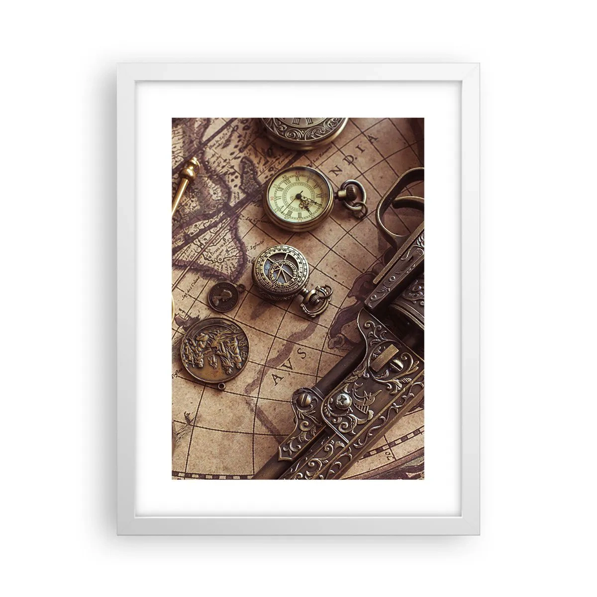 Affisch i vit ram - Äventyret kallar - 30x40 cm