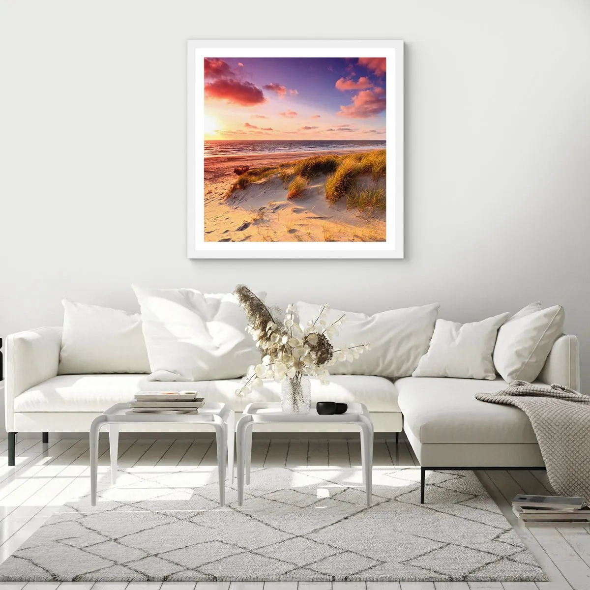 Affisch i vit ram - Luften luktar sommar - 60x60 cm