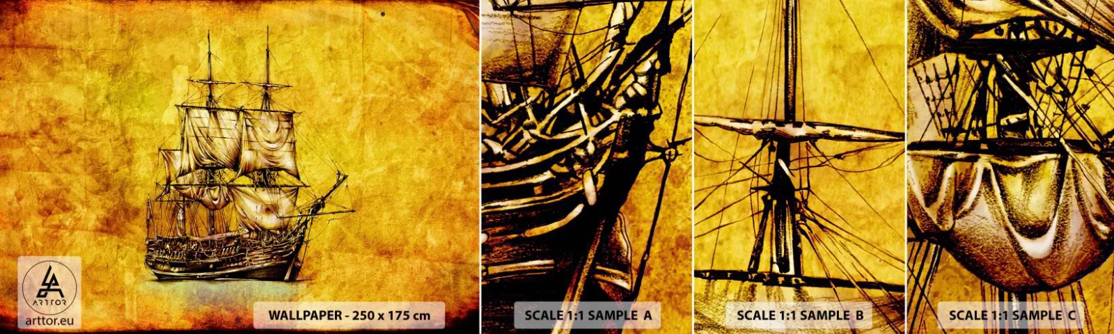 Fototapet Prov Standard Eco - Mot Tortuga! - Nautisk, Havsskepp, Segelbåt - 100x30 cm