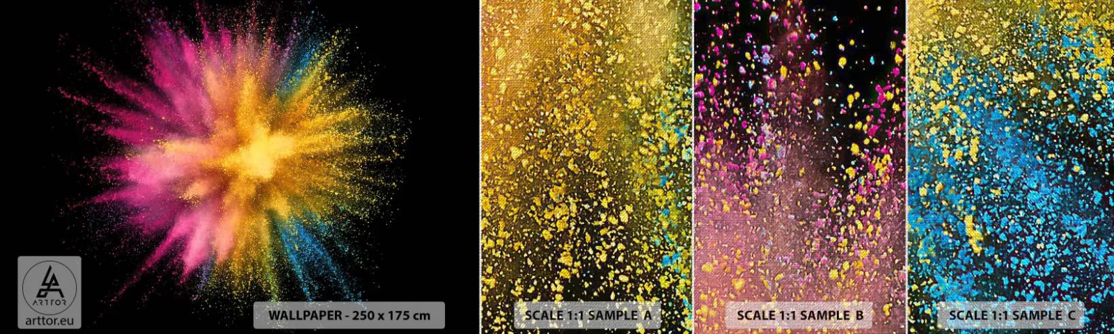 Provbit av fototapet Premium Canvas - Färgerna föds  - Abstraktion, Bit, Fantasi - 100x30 cm