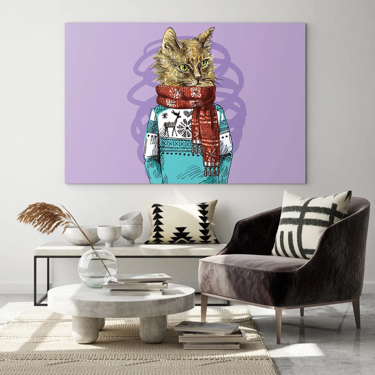 Glastavla - Bild på glas - Mästerkatten - 100x70 cm