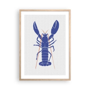 Affisch i ram av ljusek - Utsökt hummer i mörkblått - 50x70 cm