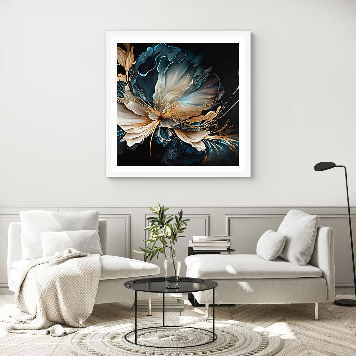 Affisch i vit ram - Sagolik ormbunksblomma - 40x40 cm