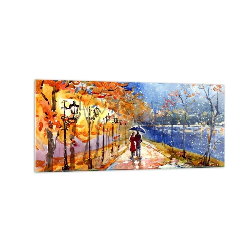Glastavla - Bild på glas - Tillsammans mot tidens gräns - 120x50 cm