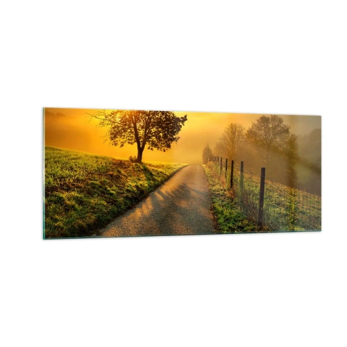 Glastavla - Bild på glas - Honungfärgad eftermiddag - 100x40 cm