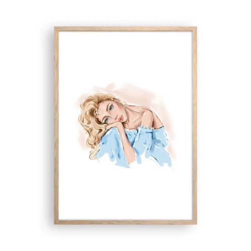 Affisch i ram av ljusek - Drömmande i blått - 50x70 cm