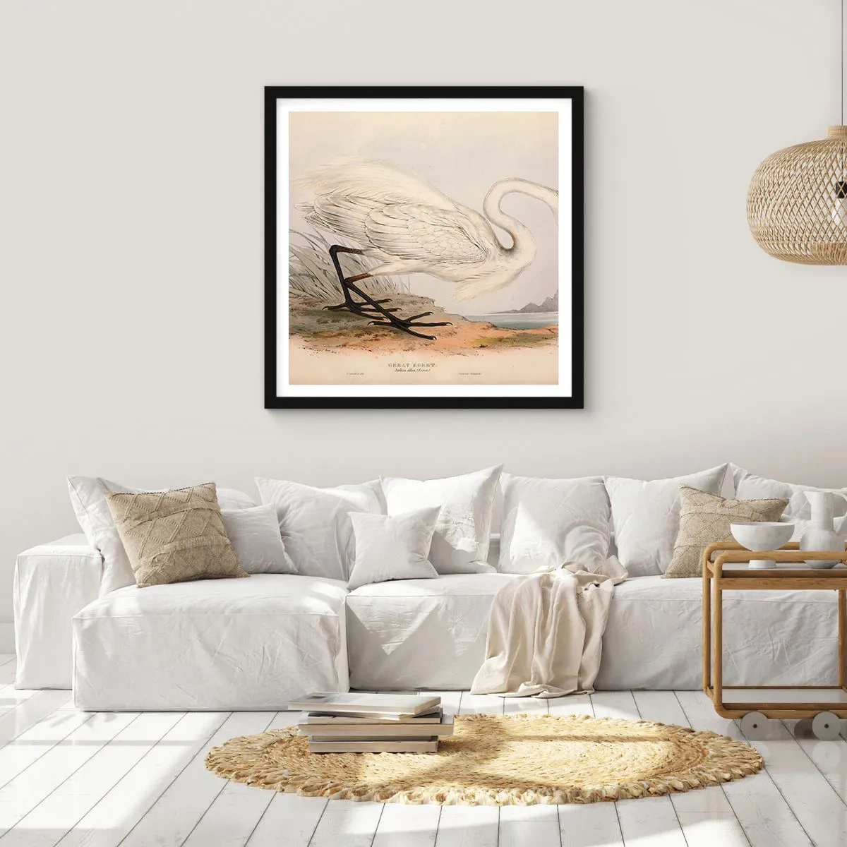 Affisch i svart ram - En dam i vassen - 40x40 cm