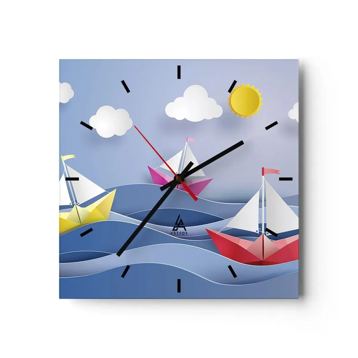 Väggklocka - Klocka på glas - Det är så skönt att gunga bland vågorna - 30x30 cm