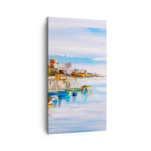 Canvastavla - Bild på duk - Flerfärgad urban hamn - 45x80 cm