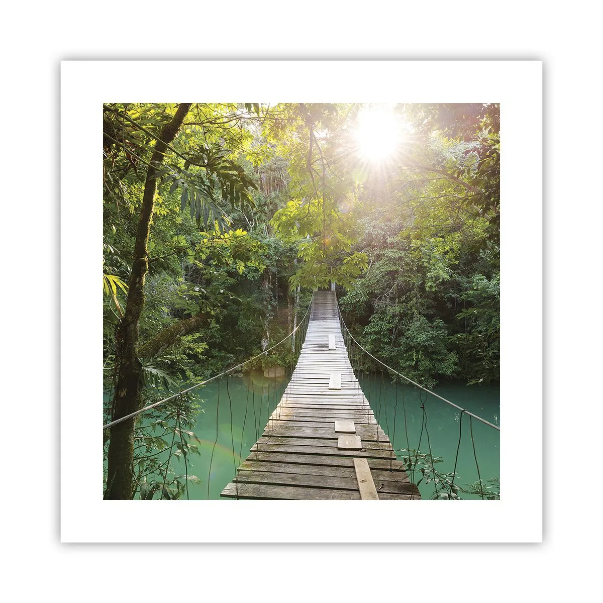 Affisch - Vid azurblått vatten till azurblå skog - 40x40 cm