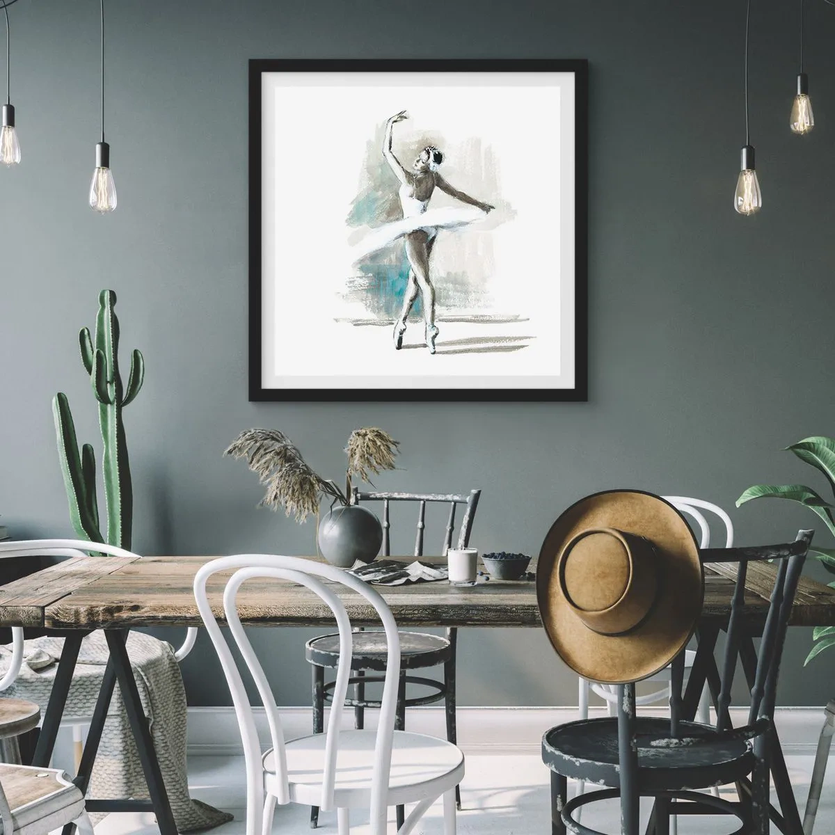 Affisch i svart ram - Förtrollad i en svan - 60x60 cm
