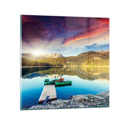 Glastavla - Bild på glas - Vid spegelklart vatten - 30x30 cm
