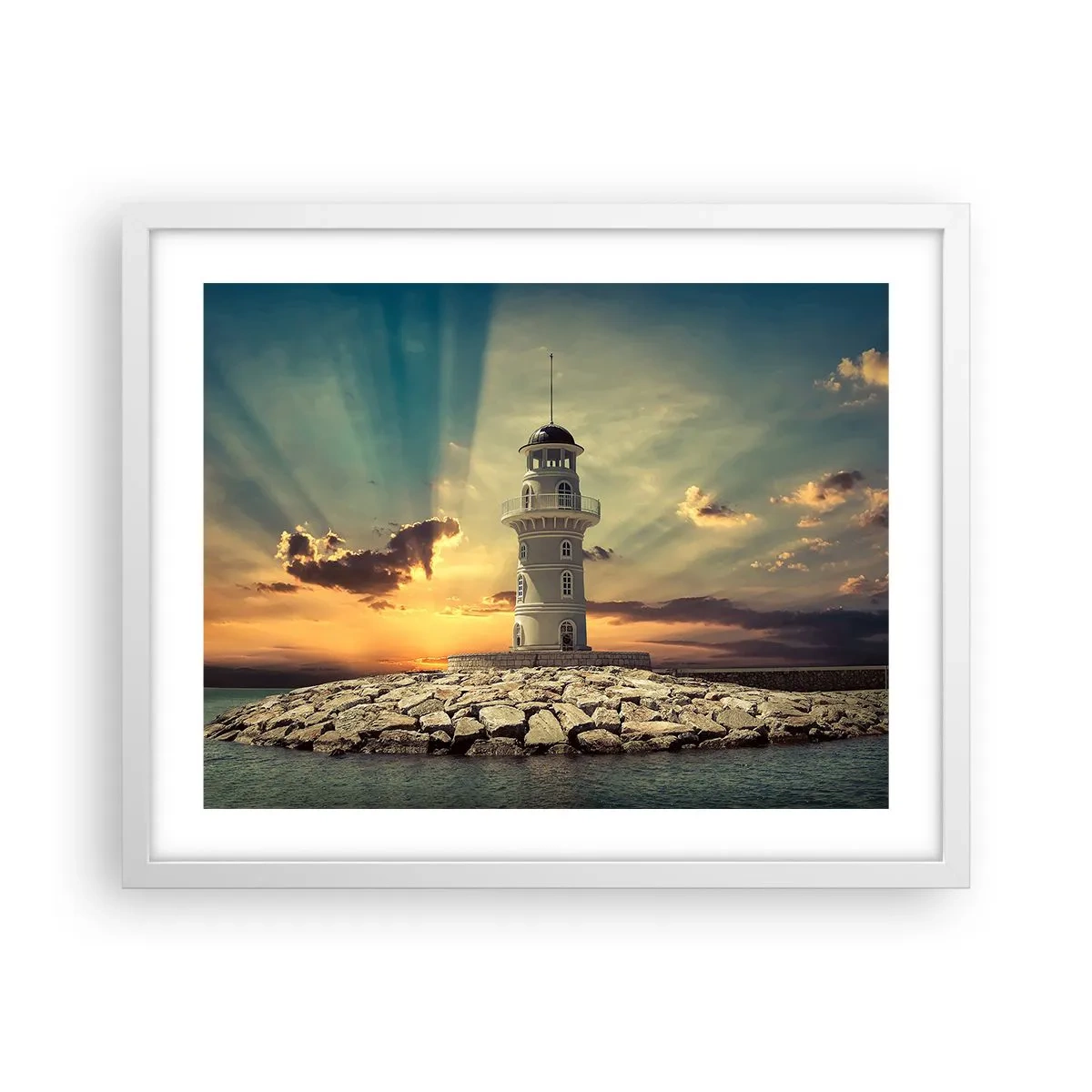 Affisch i vit ram - Ljus - Godhet - Skönhet - 50x40 cm