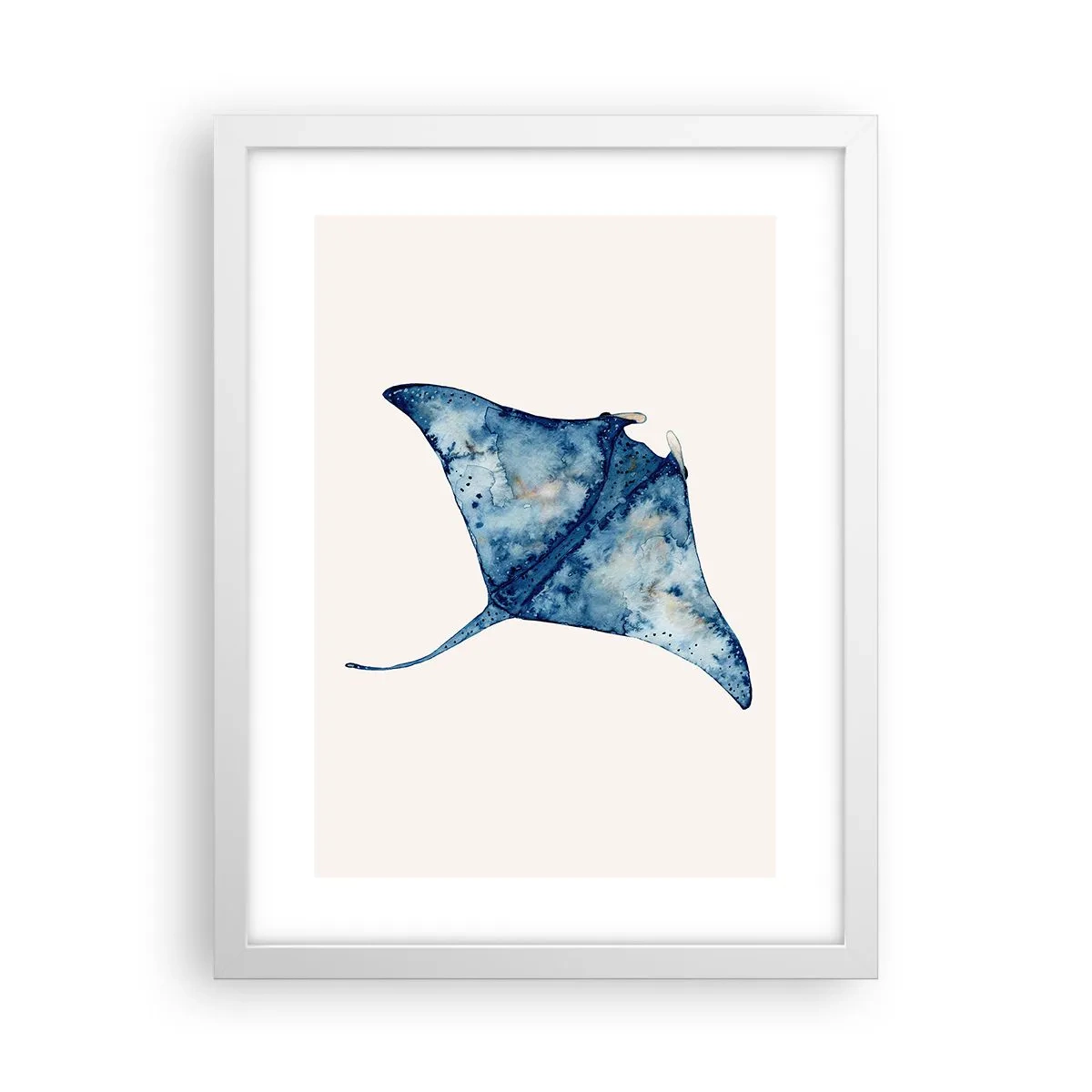 Affisch i vit ram - Liv i blått - 30x40 cm