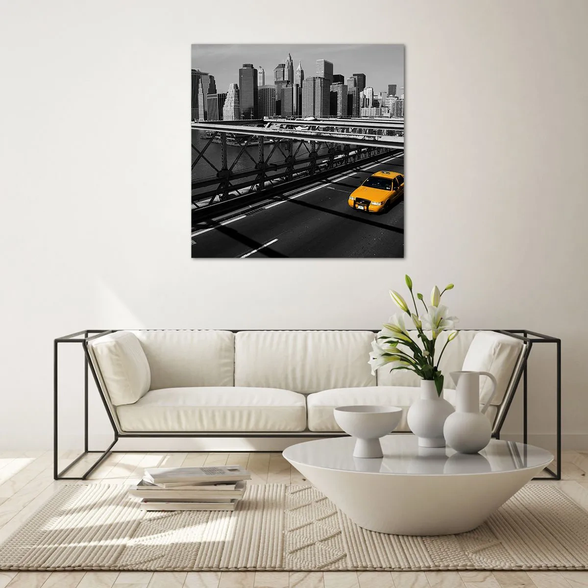 Glastavla - Bild på glas - Storstadens färg - 40x40 cm