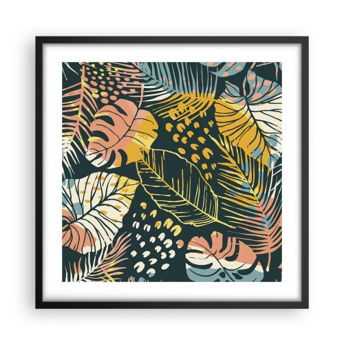 Affisch i svart ram - Lövfantasi - 50x50 cm