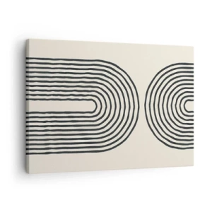 Canvastavla - Bild på duk - Abstrakt geometriskt mönster med symmetriska linjer på en ljus bakgrund - 70x50cm - Om en stund... - Modern väggdekoration för vardagsrum och sovrum ARTTOR