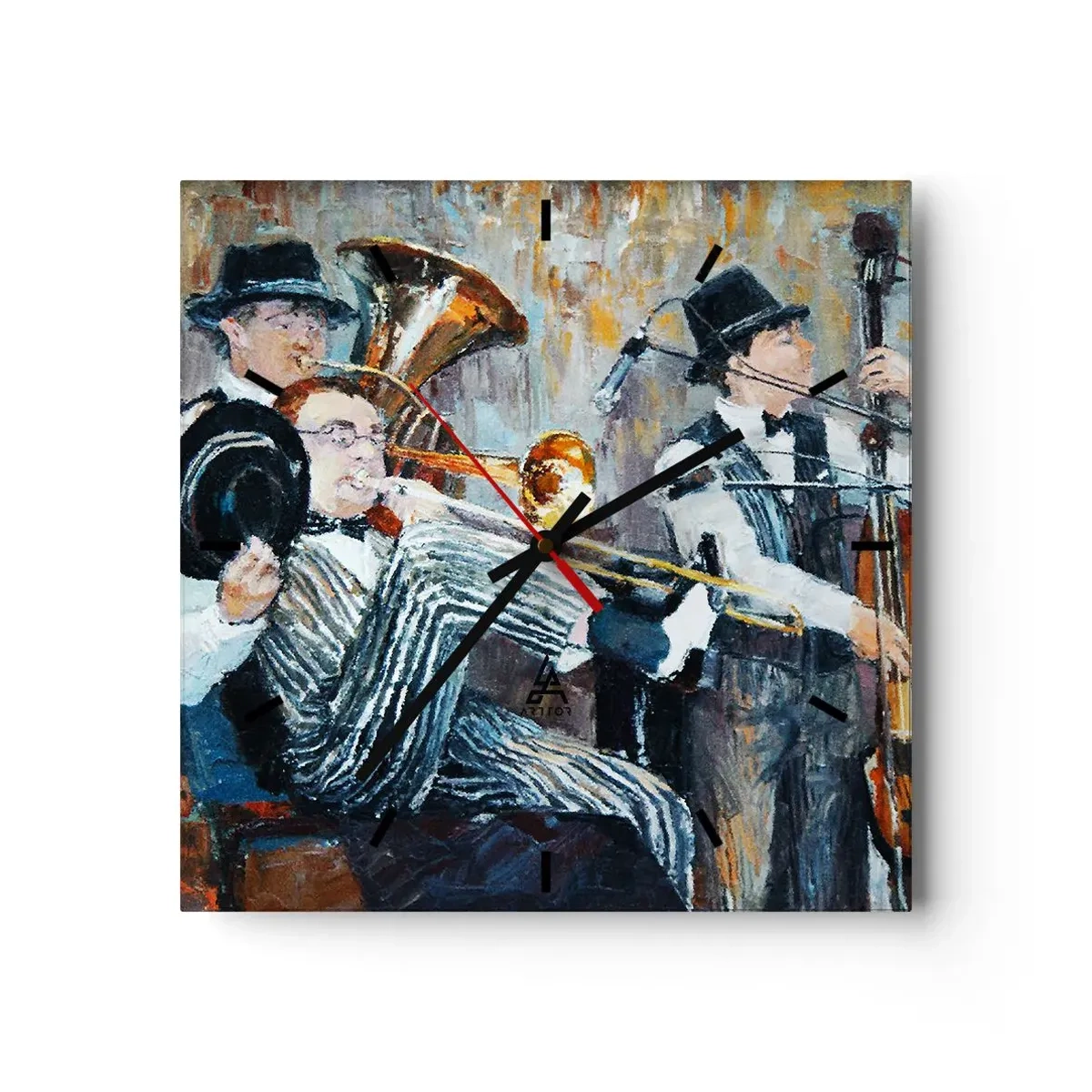 Väggklocka - Klocka på glas - Hela den jazzmusiken - 30x30 cm