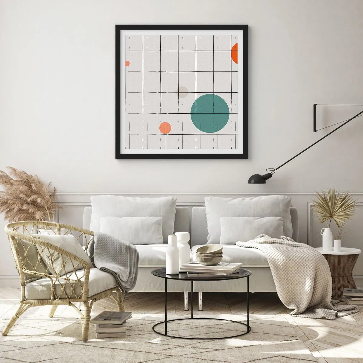 Affisch i svart ram - Fångade. Vi eller de? - 50x50 cm