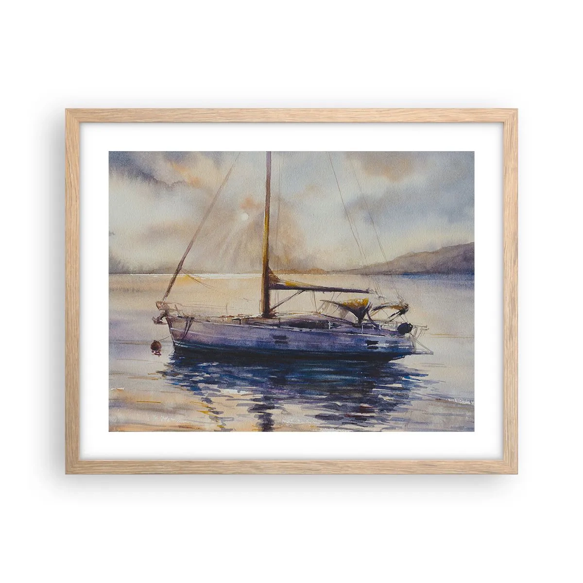 Affisch i ram av ljusek - Kväll i viken - 50x40 cm