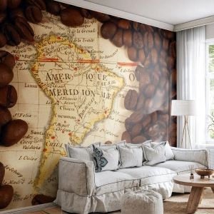 Självhäftande Fototapet Deluxe Sticker - Varifrån kommer det bästa kaffet? - Världskartor, Kaffe, Amerika - 350x256 cm