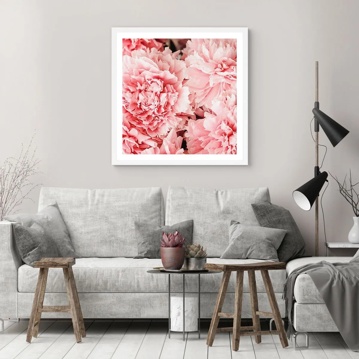 Affisch i vit ram - Rosa dröm - 30x30 cm