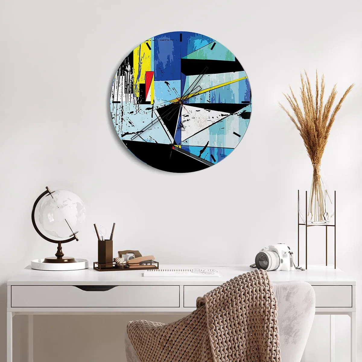 Väggklocka - Klocka på glas - Se värden ur en vinkel... - 30x30 cm