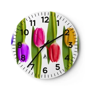 Väggklocka - Klocka på glas - Regnbågskomposition - 30x30 cm