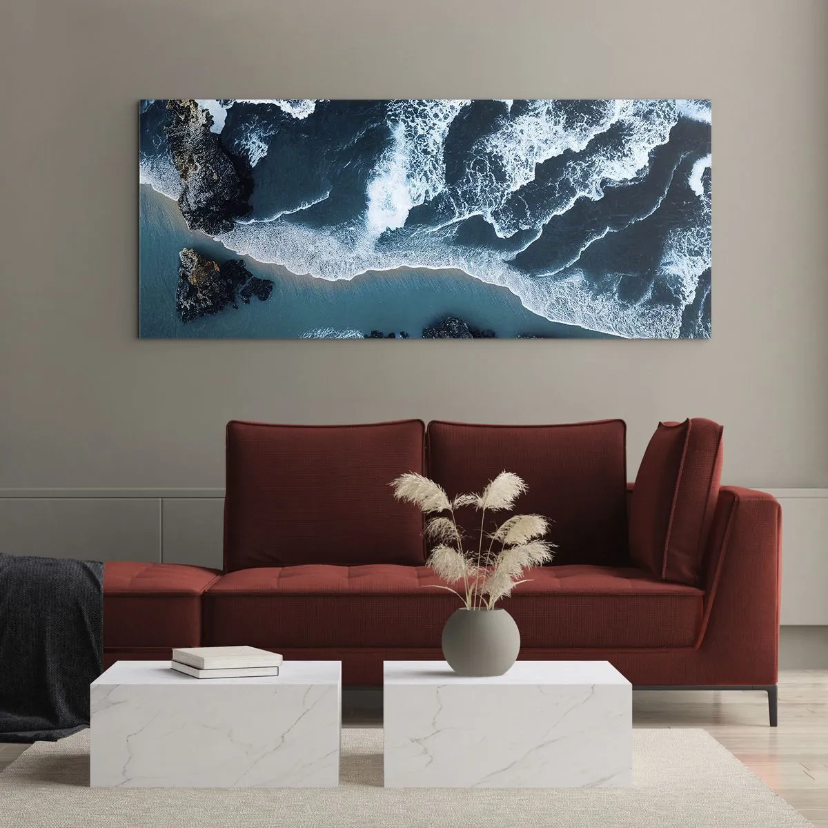 Glastavla - Bild på glas - Insvept i vågorna - 100x40 cm