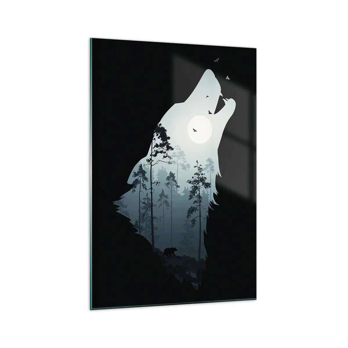Glastavla - Bild på glas - Skogsnattens röst - 70x100 cm