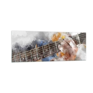 Glastavla - Bild på glas - Poesi mellan strängarna - 140x50 cm