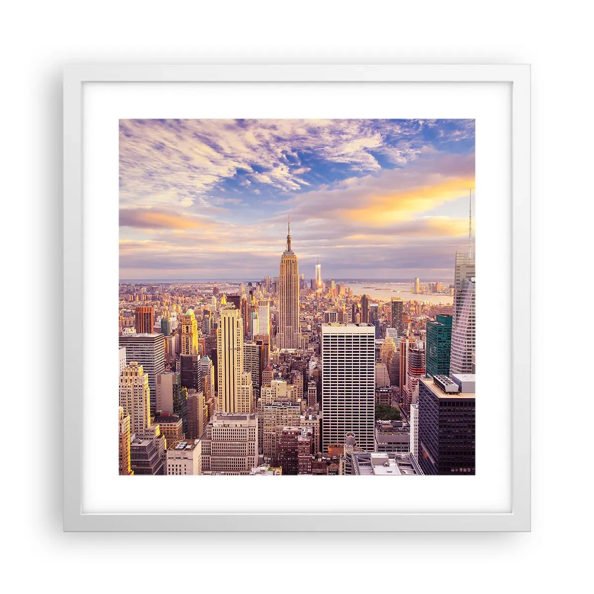 Affisch i vit ram - Nå ut till molnen - 40x40 cm