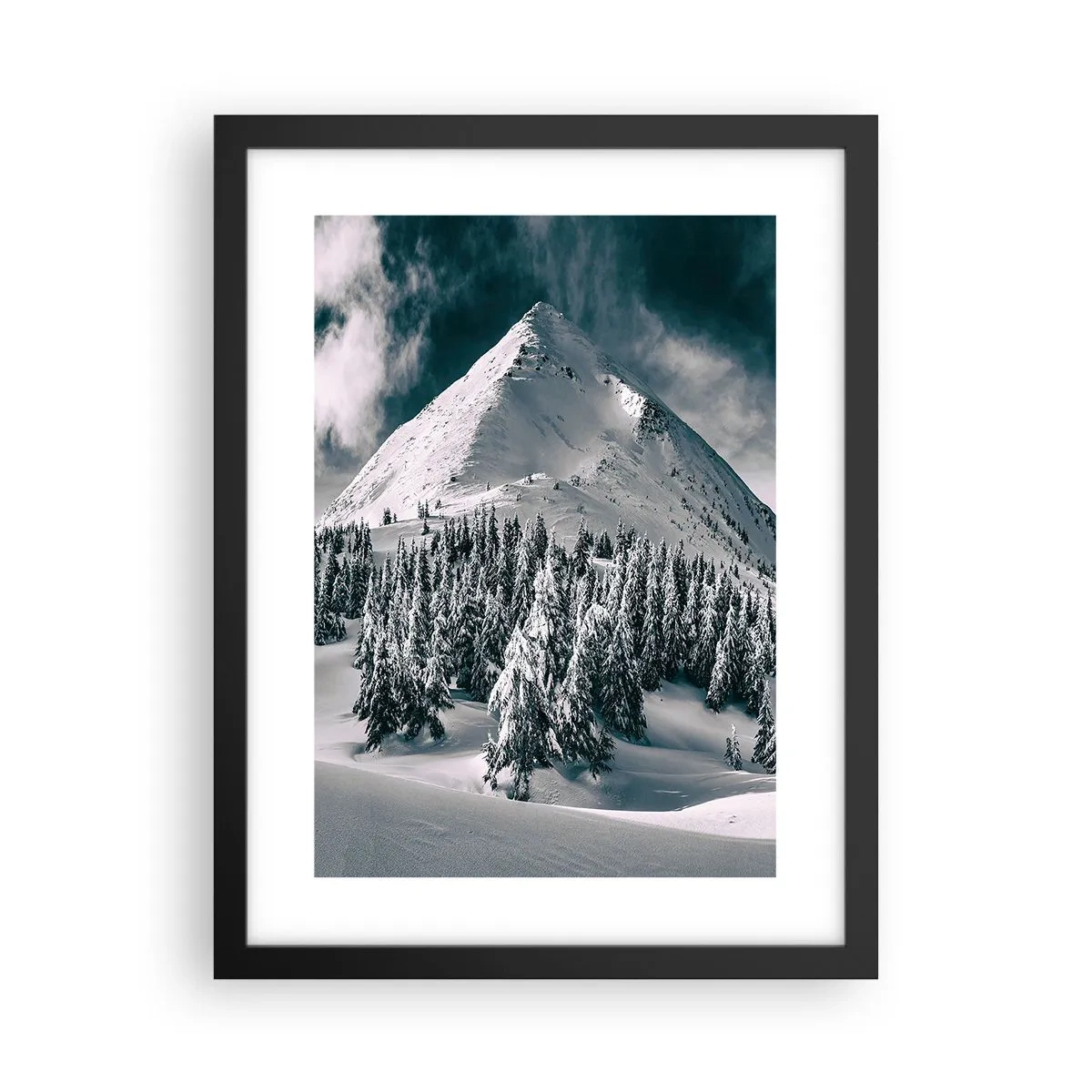 Affisch i svart ram - Snö- och islandet - 30x40 cm