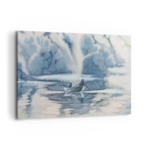 Canvastavla - Bild på duk - Sportfiskare i sitt paradis - 100x70 cm