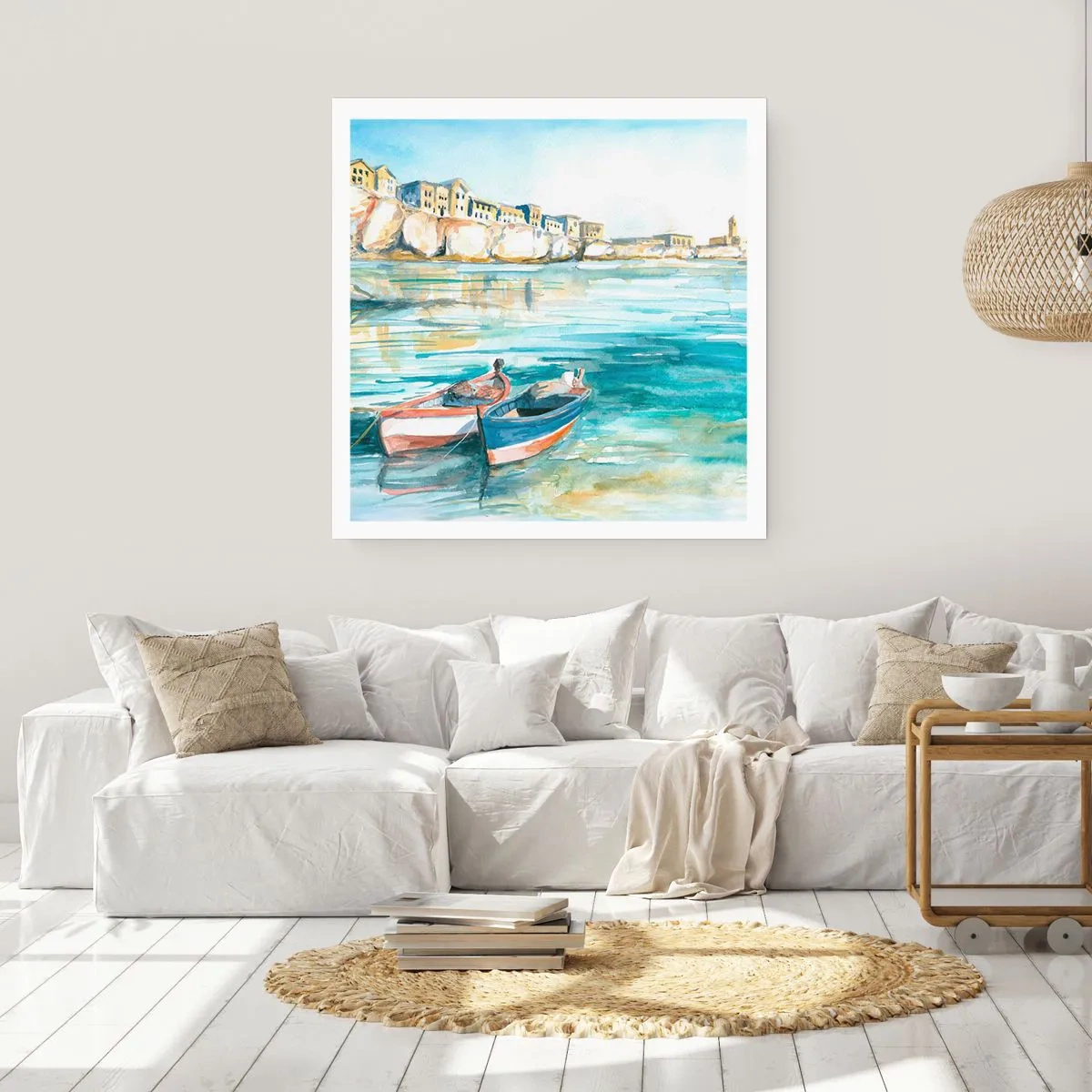 Affisch - Landskap i azurblått - 40x40 cm
