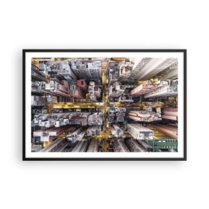 Affisch i svart ram - Hälsningar från Hongkong - 91x61 cm