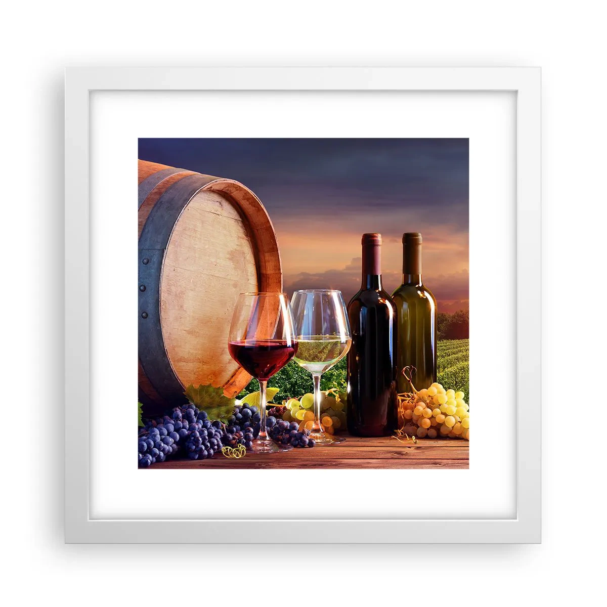 Affisch i vit ram - Här smakar livet - 30x30 cm