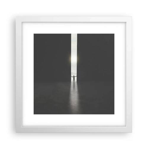 Affisch i vit ram - Ett steg mot den ljusa framtiden - 30x30 cm