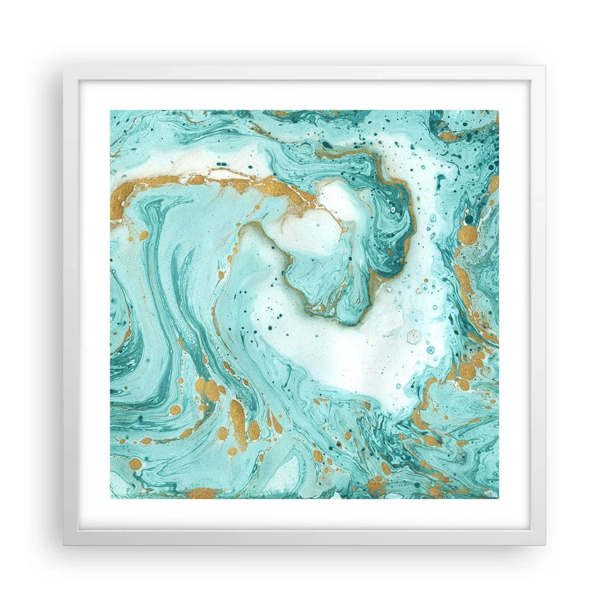 Affisch i vit ram - Under stora vågen från Edo-tiden - 50x50 cm