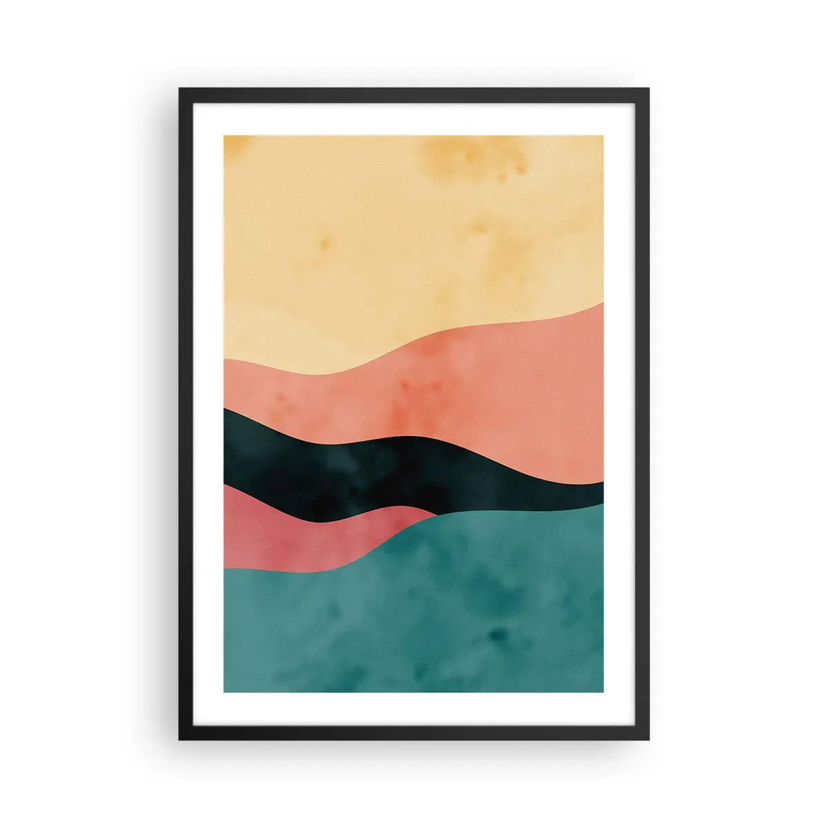 Affisch i svart ram - Färgglada abstrakta vågor i pastellfärger - 50x70cm - Enig oenighet - Modern väggdekoration för vardagsrum och sovrum ARTTOR
