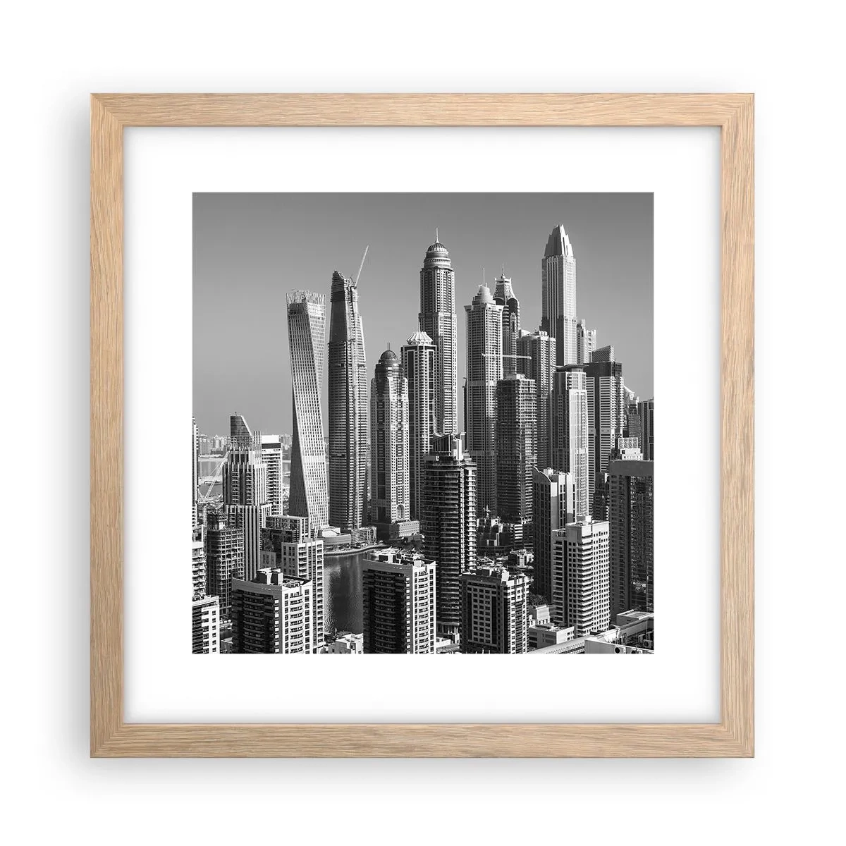 Affisch i ram av ljusek - Stad över öknen - 30x30 cm