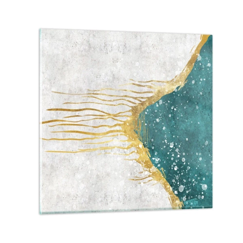 Glastavla - Bild på glas - Gyllene tidvatten - 30x30 cm