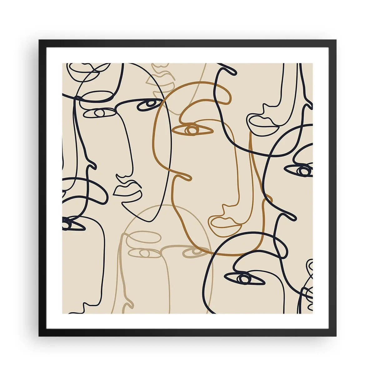 Affisch i svart ram - Mångfaldigad porträtt - 60x60 cm