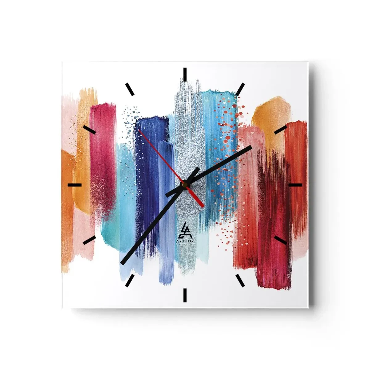 Väggklocka - Klocka på glas - Upp och ner  - 30x30 cm