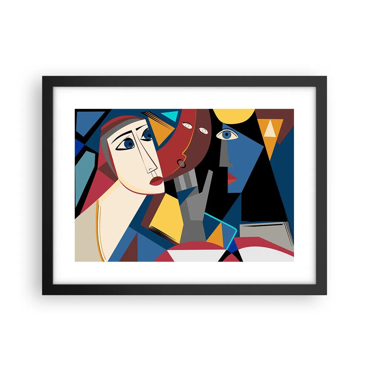Affisch i svart ram - Kubistiskt samtal - 40x30 cm