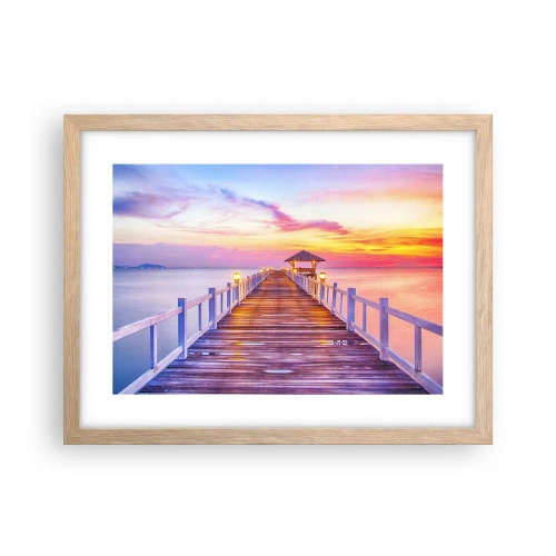 Affisch i ram av ljusek - Kvällens lila-guld tystnad - 40x30 cm