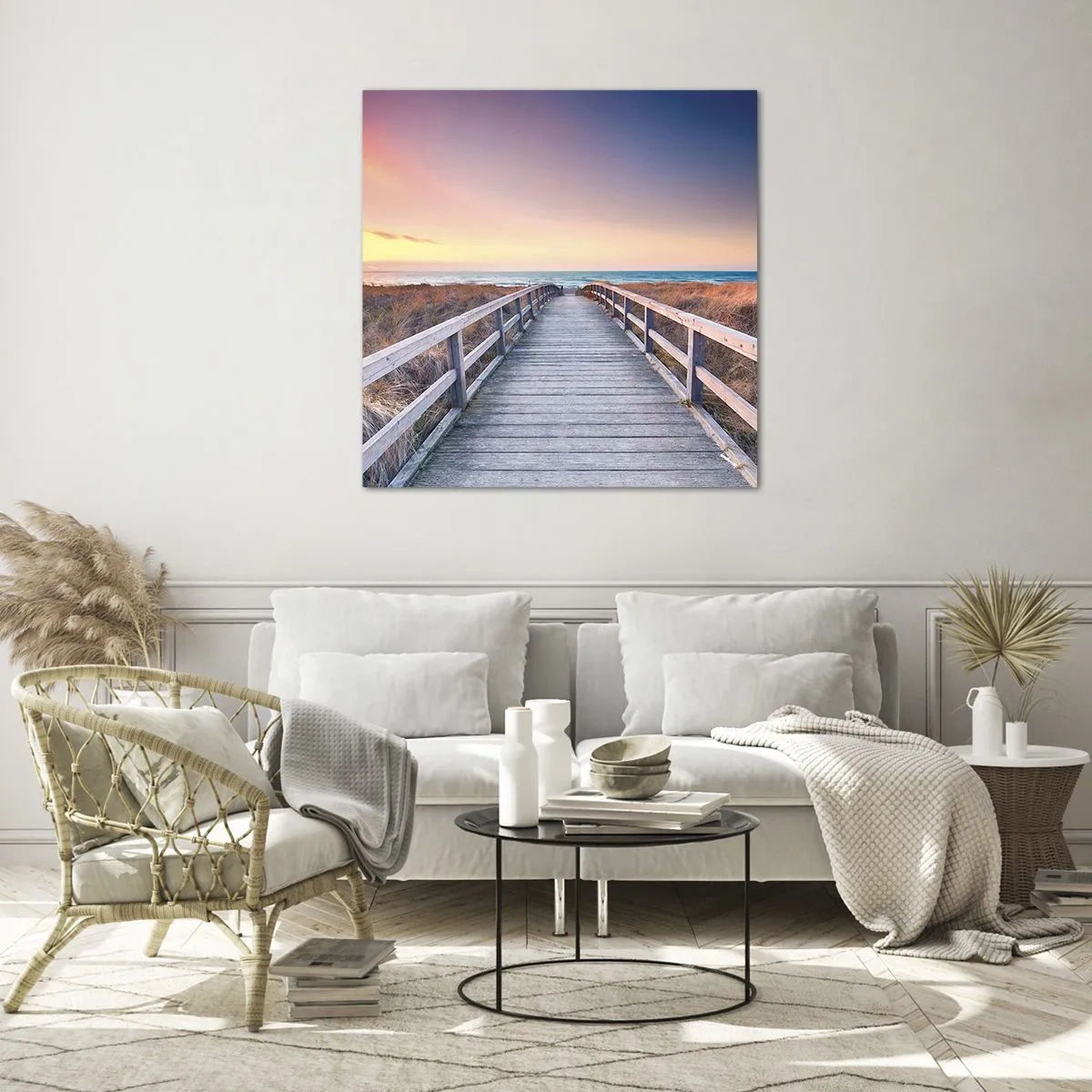 Glastavla - Bild på glas - Kvällssken i Östersjön - 70x70 cm