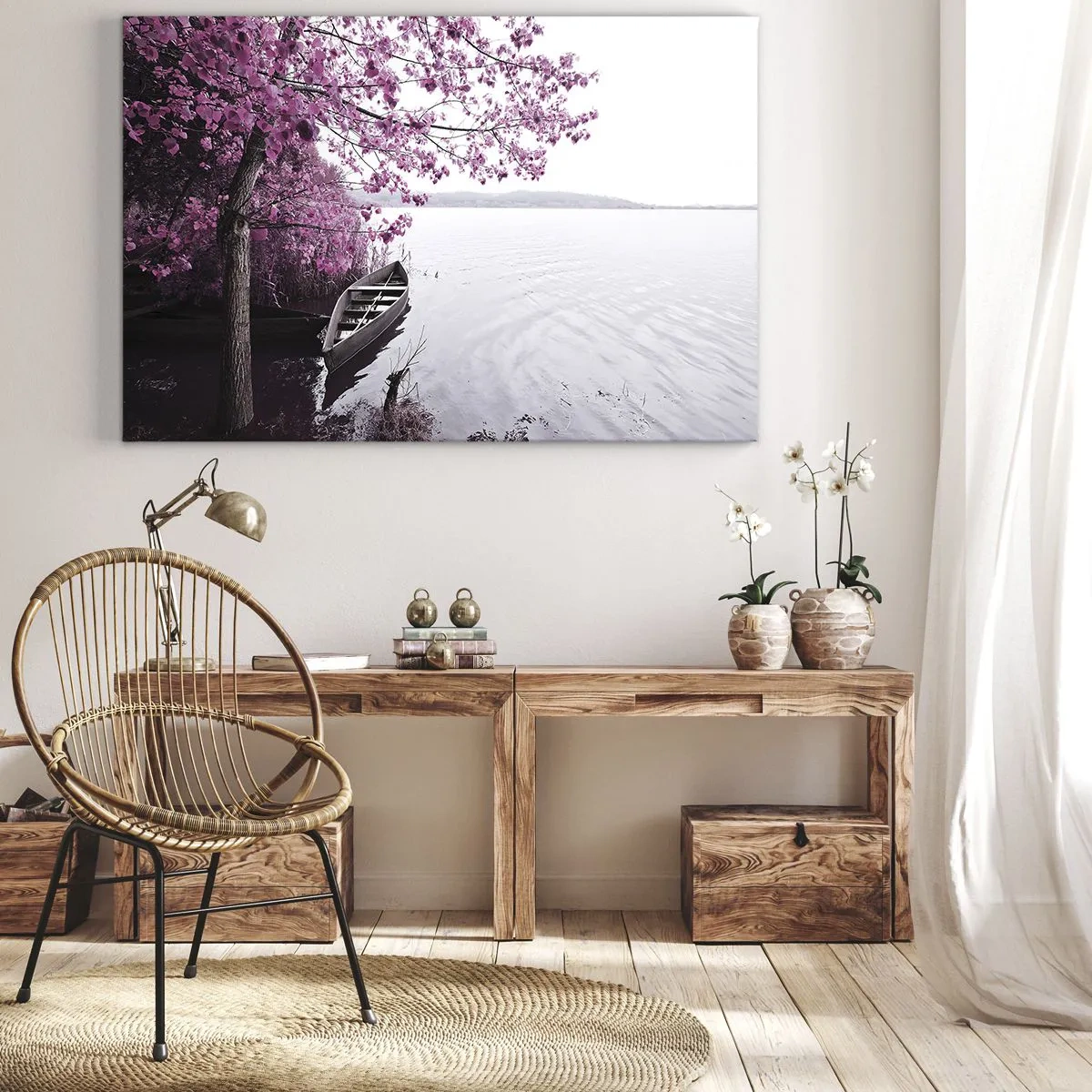 Canvastavla - Bild på duk - I rosa tystnad - 100x70 cm