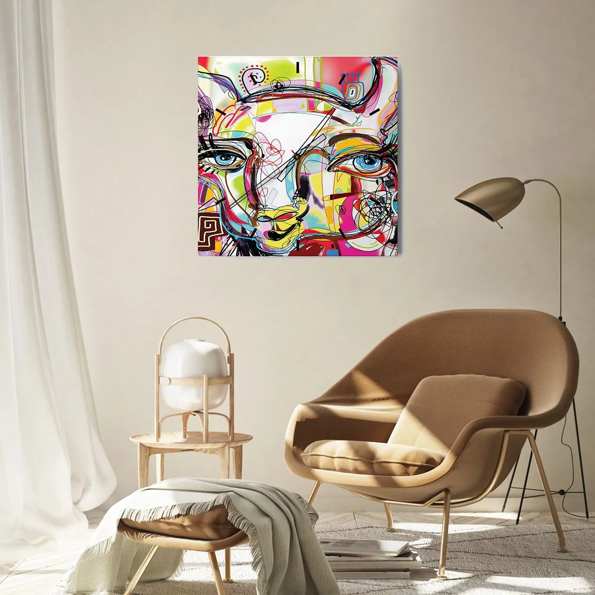 Väggklocka - Klocka på glas - Kattnaturens rikedom - 40x40 cm