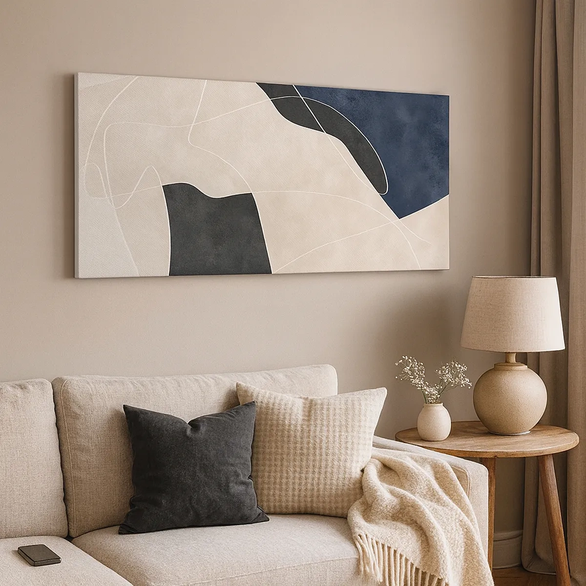 Canvastavla - Bild på duk - Abstrakt komposition - färgkontrast - 30x30 cm